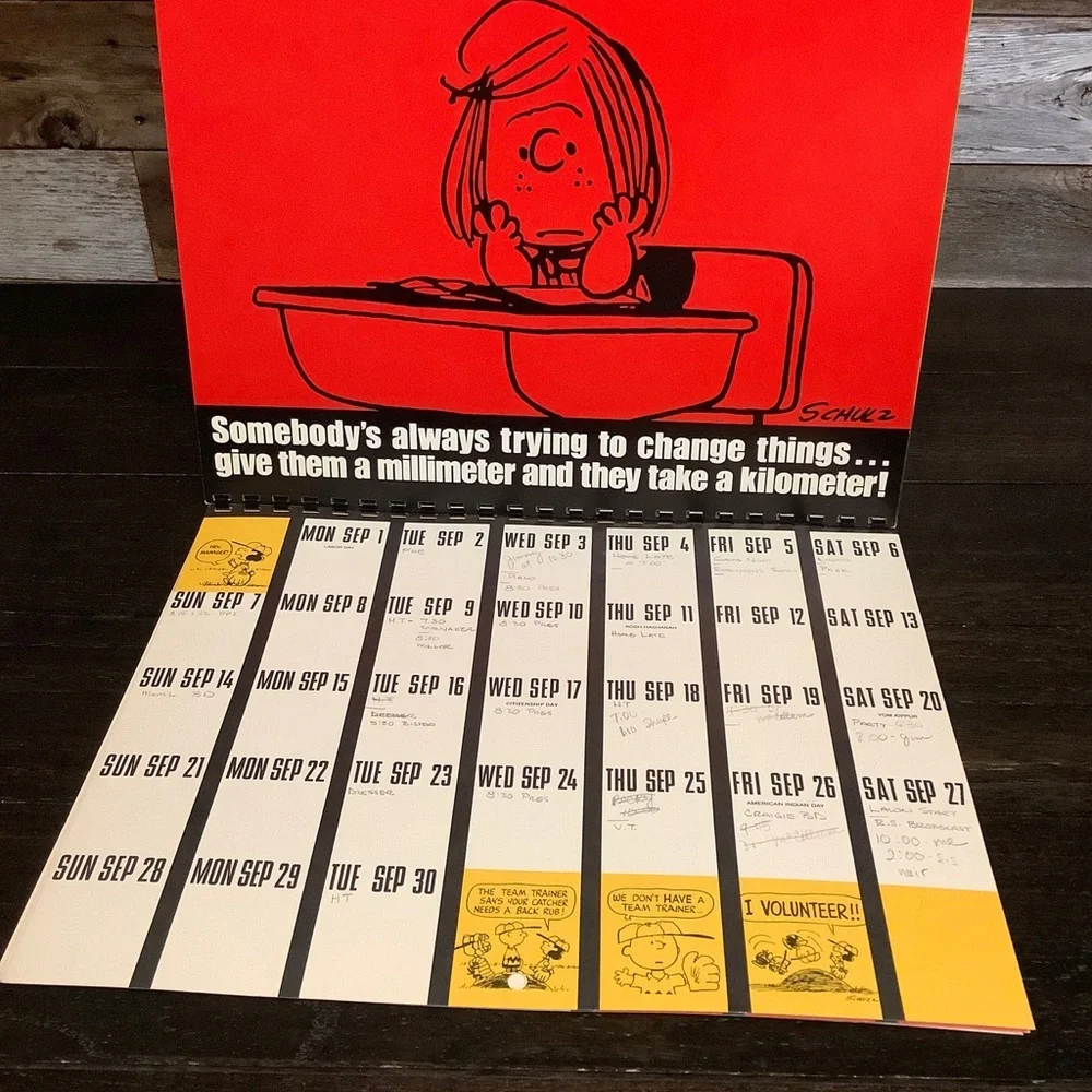 Vtg 1980 Peanuts Snoopy Calender Month To Month